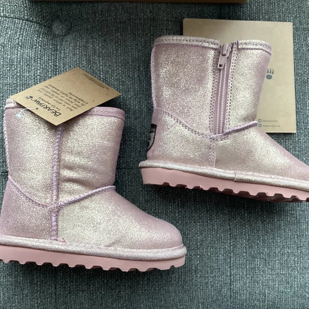 BEARPAW Toddler Girls Elle Zipper Casual Boots, size 8